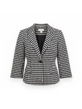Ann Taylor Loft Women Black & White Blazer Jacket Size 4P Petites